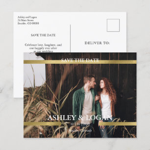 Minimalistisch Gold Wedding Save the Date Photo Aankondigingskaart
