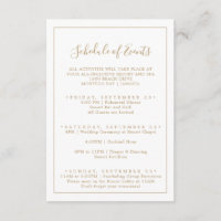 Minimalistisch Gold Wedding Weekend-programma voor