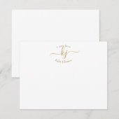 Minimalistisch Gold White 2 Monogram Initiaal Opme Bedankkaart (Voorkant / Achterkant)