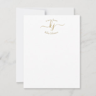 Minimalistisch Gold White 2 Monogram Initiaal Opme Bedankkaart