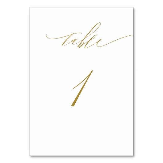 Minimalistisch Gold White Elegant Script No 1 Wedd Kaart (Voorkant)