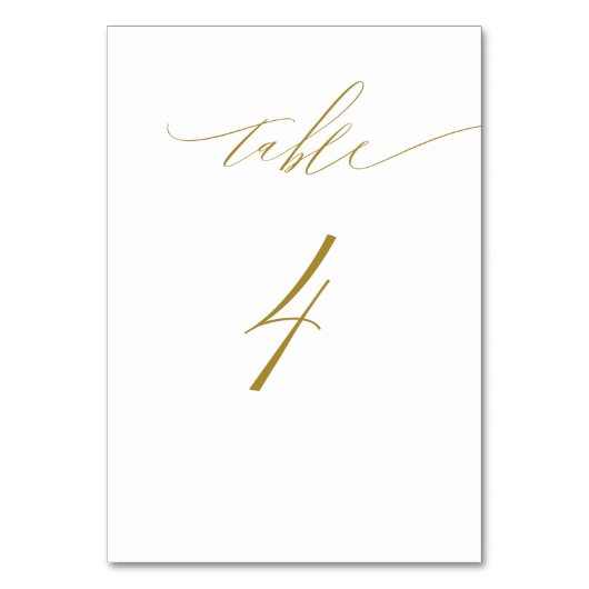 Minimalistisch Gold White Elegant Script No 4 Wedd Kaart (Voorkant)