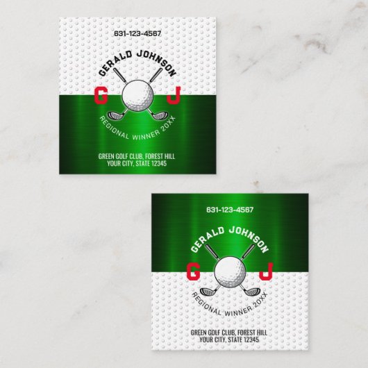 Minimalistisch Golf Monogram Ontwerp Vierkante Visitekaartje (Voorkant / Achterkant)