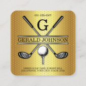 Minimalistisch Golf Monogram Square Visitekaartje (Achterkant)