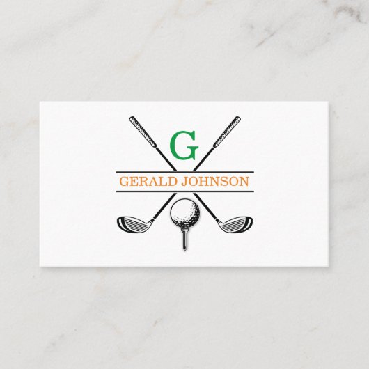 Minimalistisch Golfmonogram Visitekaartje (Voorkant)