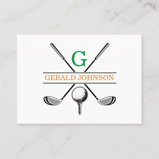Minimalistisch Golfmonogram Visitekaartje (Voorkant)