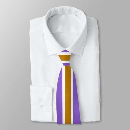 Minimalistisch goud en witte strepen op Violet Stropdas (Gebonden)