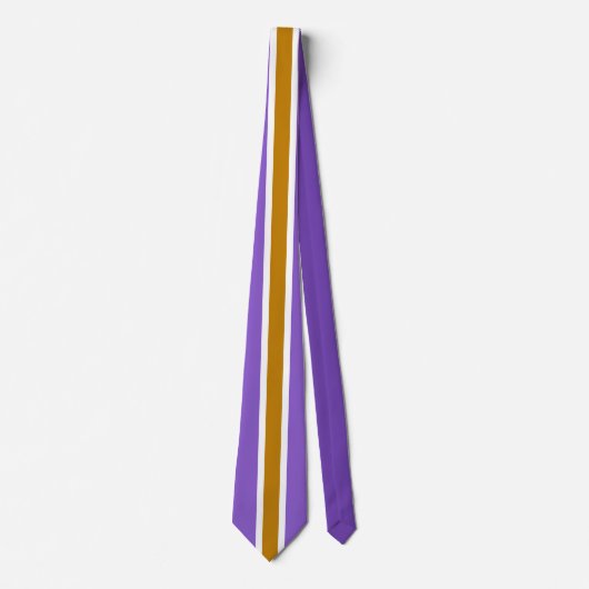 Minimalistisch goud en witte strepen op Violet Stropdas (Voorkant)