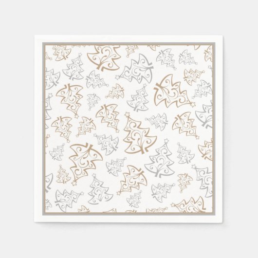 Minimalistisch goud en zilver kerstboom patroon servetten (Voorkant)