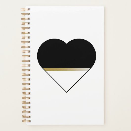 Minimalistisch goud en zwart hart planner (Voorkant)
