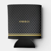 Minimalistisch goud en zwart koolstofpatroon Monog Blikjeskoeler (Achterkant)