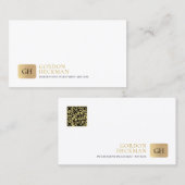 Minimalistisch goud en zwart whimsical monogram visitekaartje (Voorkant / Achterkant)