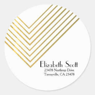 Minimalistisch goud geometrisch ontwerp retouradre ronde sticker