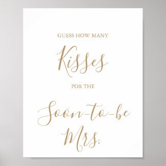 Minimalistisch Goud Guess The Kisses Spelbord Poster