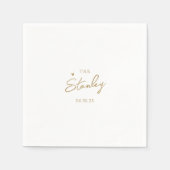 Minimalistisch Goud Hart Script met Namen Bruiloft Servet (Voorkant)