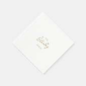 Minimalistisch Goud Hart Script met Namen Bruiloft Servet (Hoek)