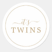 Minimalistisch goud Het is Sticker met twee Baby s (Voorkant)