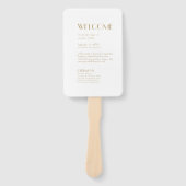 Minimalistisch Goud Modern Art Deco Trouwprogramma Handwaaier (Voorkant)