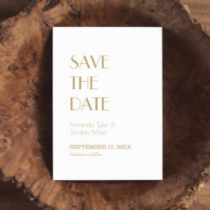 Minimalistisch Goud Modern Deco Bruiloft Save The Date
