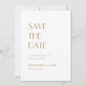 Minimalistisch Goud Modern Deco Bruiloft Terug Fot Save The Date (Voorkant)