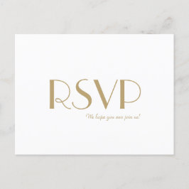 Minimalistisch Goud Moderne Art Deco Bruiloft RSVP Uitnodiging Briefkaart