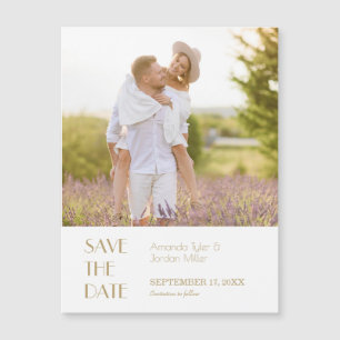 Minimalistisch Goud Moderne Art Deco Foto Opslagda Magnetische Uitnodiging