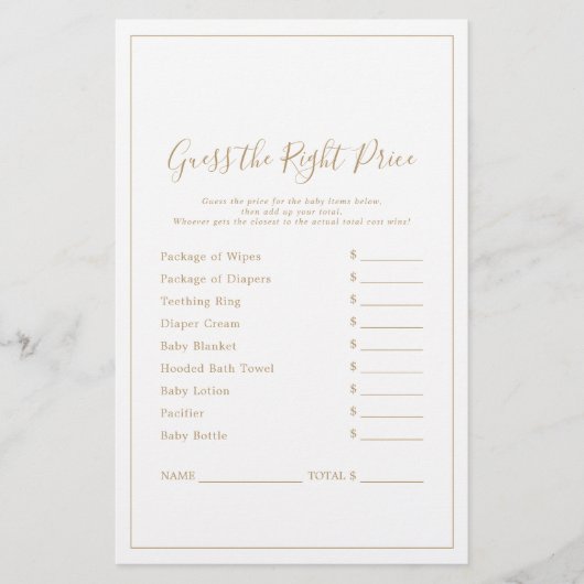 Minimalistisch goud raad het juiste prijsspel (Voorkant)