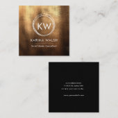 Minimalistisch Goud textuur vierkant visitekaartje (Voorkant / Achterkant)
