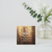 Minimalistisch Goud textuur vierkant visitekaartje (Staand voorkant)