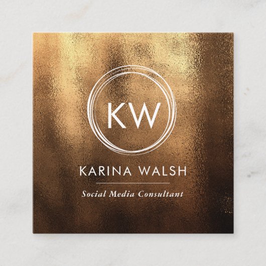 Minimalistisch Goud textuur vierkant visitekaartje (Voorkant)