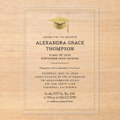 Minimalistisch Goud Wit Modern Afstuderen Acryl Uitnodigingen (Voorkant)