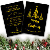 Minimalistisch goud zwart vrolijk kerstfeest kaart