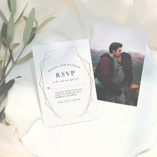 Minimalistisch gouden geometrische weduwfoto RSVP Kaartje