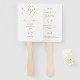 Minimalistisch gouden script We Do Huwelijksprogra Handwaaier