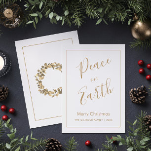 Minimalistisch Gouden Vrede op Aarde Kerstkaart Kaart