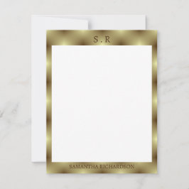 Minimalistisch goudrandmonogram notitiekaartje