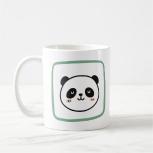 Minimalistisch grafisch icoon van een panda hoofd koffiemok