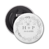 Minimalistisch grafisch monogram - bruiloftsend co button flesopener (Voorkant)
