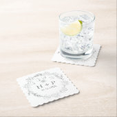 Minimalistisch grafisch monogram - bruiloftsend co kartonnen onderzetters (Insitu)