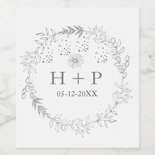 Minimalistisch grafisch monogram - huwelijk - Cock Wijn Etiket (Enkel label)