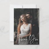 Minimalistisch grafisch script 2 Photo Wedding Bedankkaart (Voorkant)