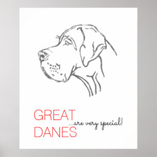 Minimalistisch Great Dane Poster