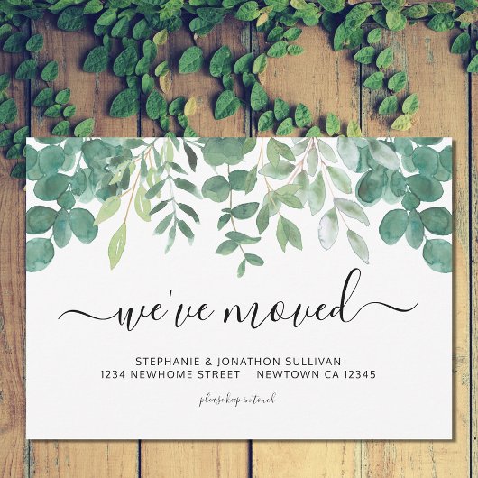 Minimalistisch Greenery We hebben ons verplaatst Aankondiging