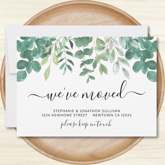 Minimalistisch Greenery We hebben ons verplaatst Aankondiging