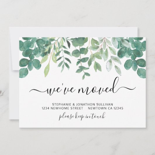 Minimalistisch Greenery We hebben ons verplaatst Aankondiging (Voorkant)