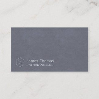 Minimalistisch grijs blauw monogram visitekaartje