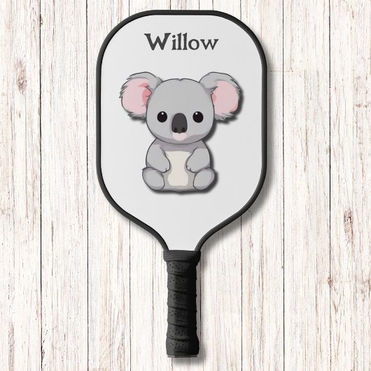 Minimalistisch grijs en roze Koala Beer Monogram Pickleball Paddle