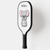 Minimalistisch grijs en roze Koala Beer Monogram Pickleball Paddle (Links)