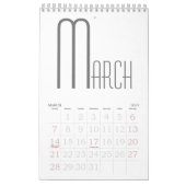 Minimalistisch grijs en wit kalender (Mar 2027)