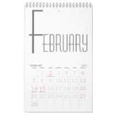 Minimalistisch grijs en wit kalender (Feb 2027)